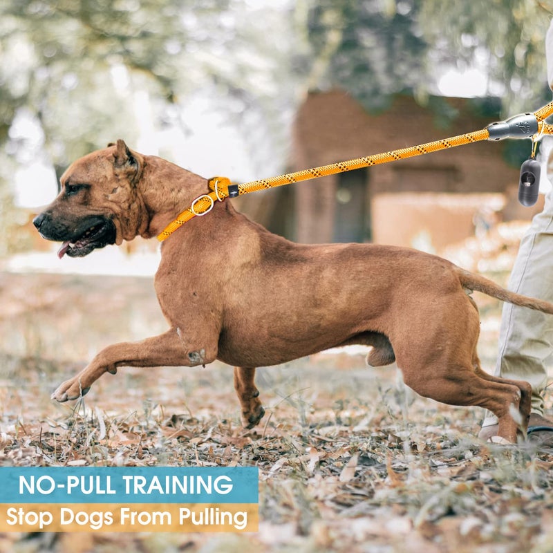 BAAPET 6 Feet Slip Lead Dog Leash Anti-Choking with Upgraded Durable Rope Cover and Comfortable Padded Handle for Large, Medium, Small Dogs Trainning with Poop Bags and Dispenser (Orange) - Image 5